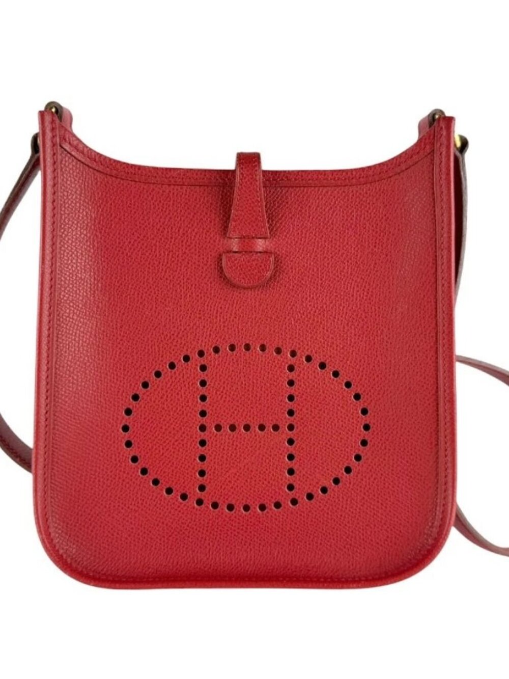 HERMES Evelyne TPM Crossbody Shoulder Bag Red Veau Epsom Leather